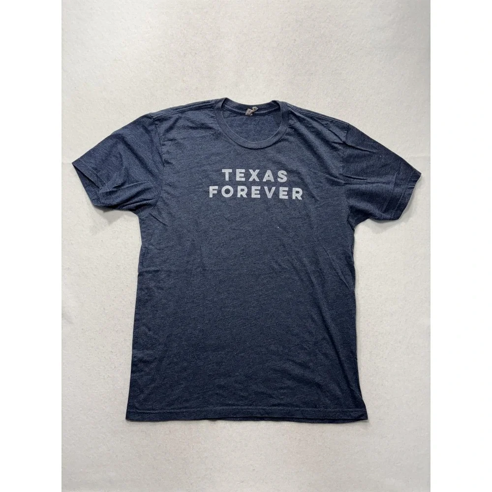 Shirt Mens Large Blue Texas Forever Graphic Tee Texas Slogan Short Sleeve Casual